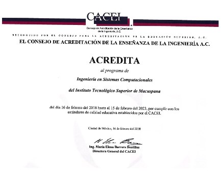 ACREDITACION DEL PROGRAMA DE LA CARRERA ING. EN SISTEMAS COMPUTACIONALES