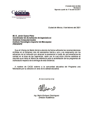REFRENDA EL ITSM LA ACREDITACIÓN DE LA CARRERA ING. EN SISTEMAS COMPUTACIONALES