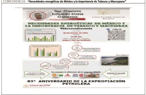 VIDEOCONFERENCIA “NECESIDADES ENERGÉTICAS DE MÉXICO Y LA IMPORTANCIA DE TABASCO Y MACUSPANA”