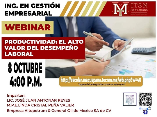 WEBINAR PRODUCTIVIDAD: EL ALTO VALOR DEL DESEMPEÑO LABORAL