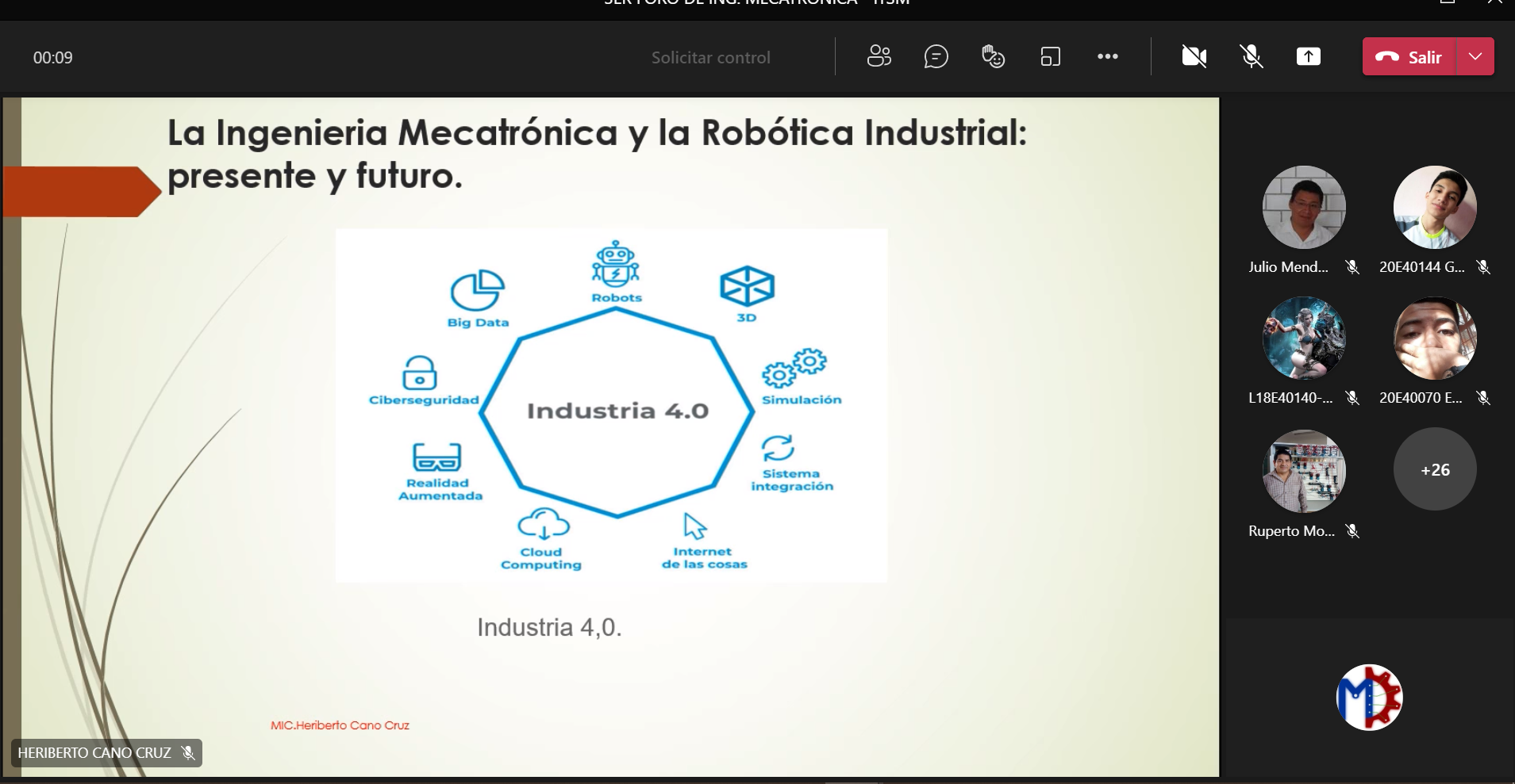 CONFERENCIA “LA INGENIERÍA MECATRÓNICA Y LA ROBÓTICA INDUSTRIAL: PRESENTE Y FUTURO
